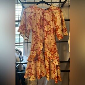 😍MINKPINK Floral Midi Dress in Orange and Cream size XS
